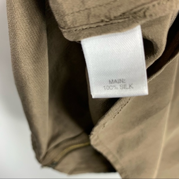 St. John Silk Long Sleeve Brown/Dark Taupe Top - Picture 6 of 6